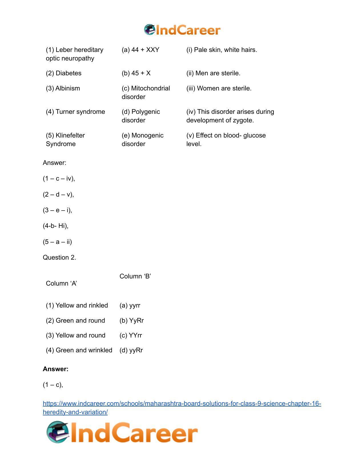 Maharashtra Board Solutions for Class 9- Science: Chapter 16- Heredity and Variation - Page 24