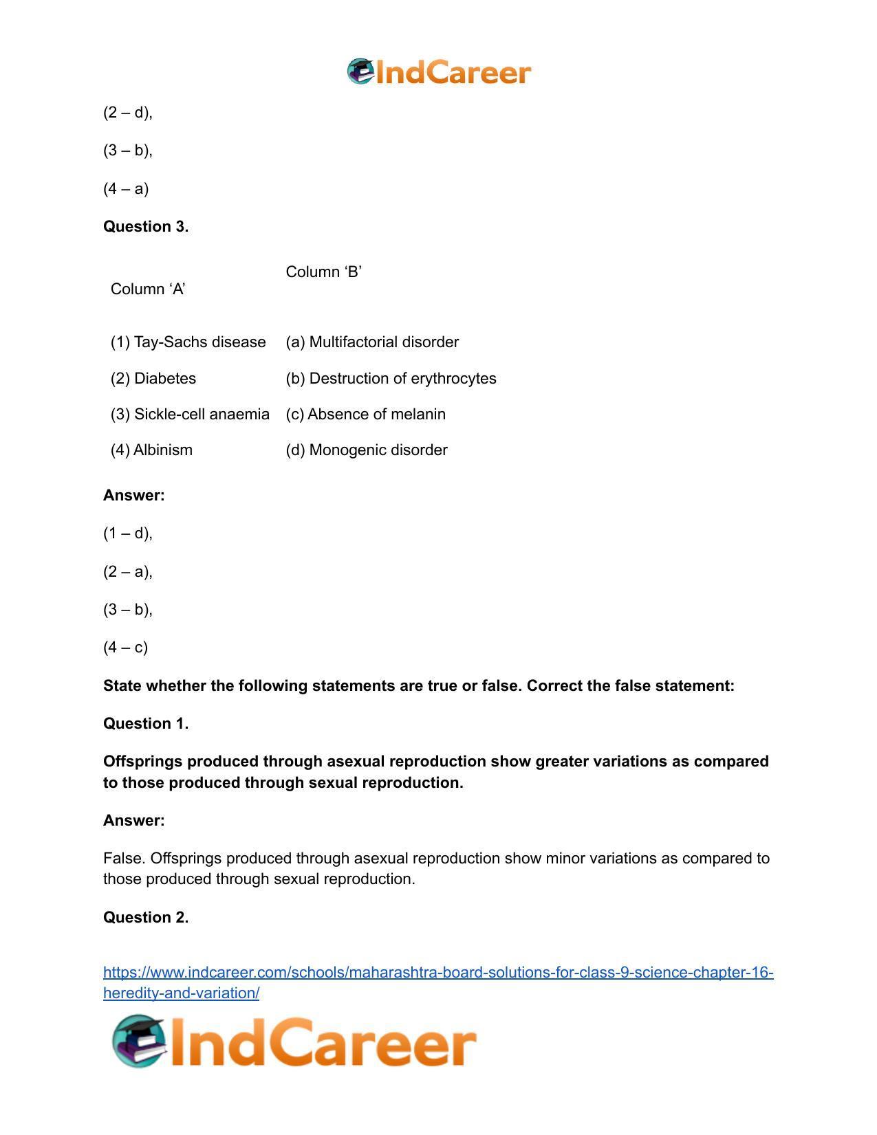 Maharashtra Board Solutions for Class 9- Science: Chapter 16- Heredity and Variation - Page 25