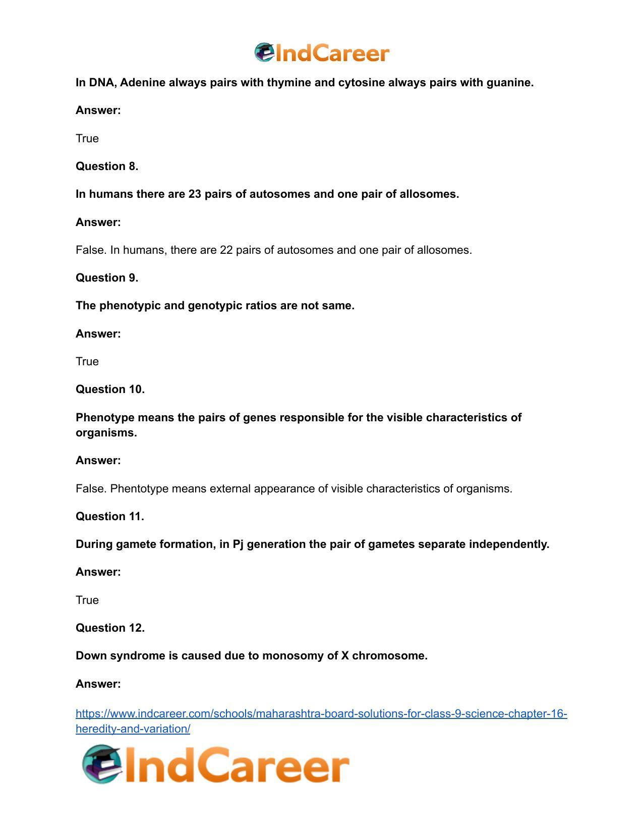 Maharashtra Board Solutions for Class 9- Science: Chapter 16- Heredity and Variation - Page 27