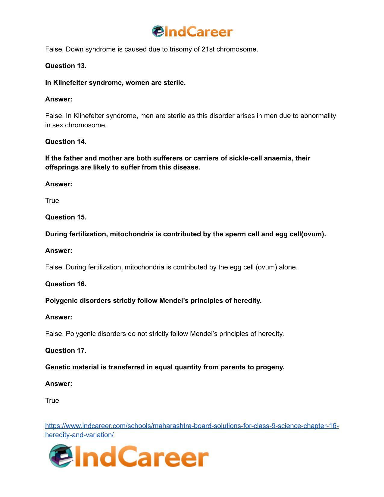 Maharashtra Board Solutions for Class 9- Science: Chapter 16- Heredity and Variation - Page 28