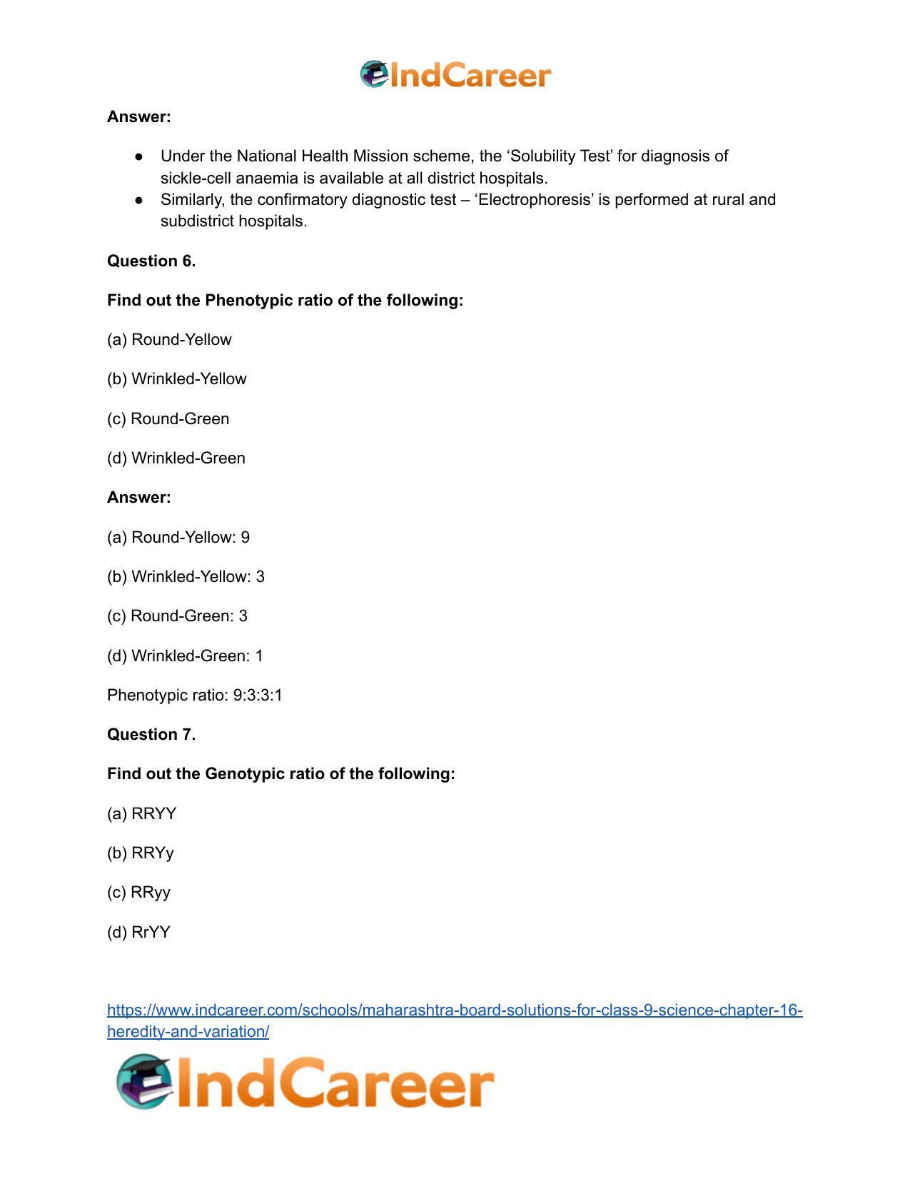 Maharashtra Board Solutions for Class 9- Science: Chapter 16- Heredity and Variation - Page 36