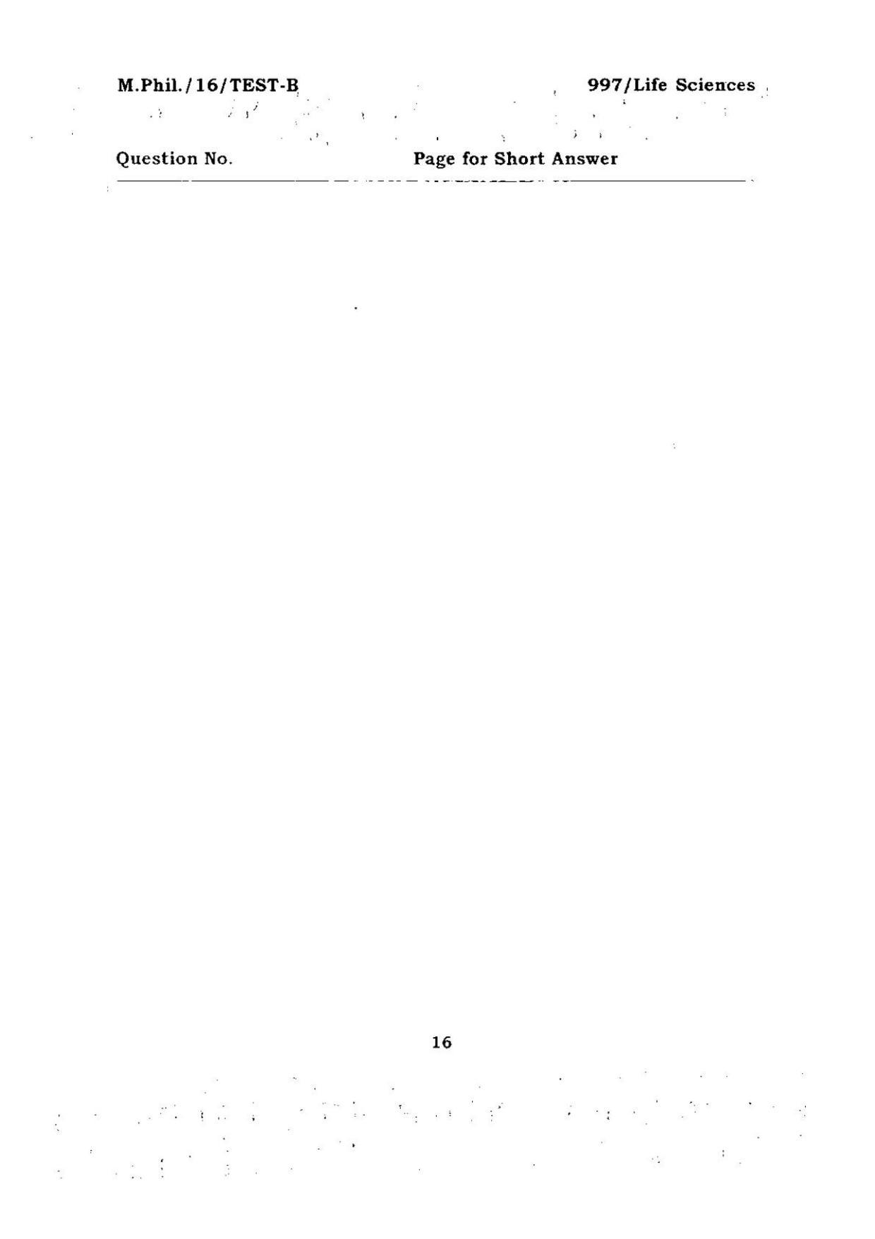 BHU RET Life Sciences 2016 Question Paper - Page 16