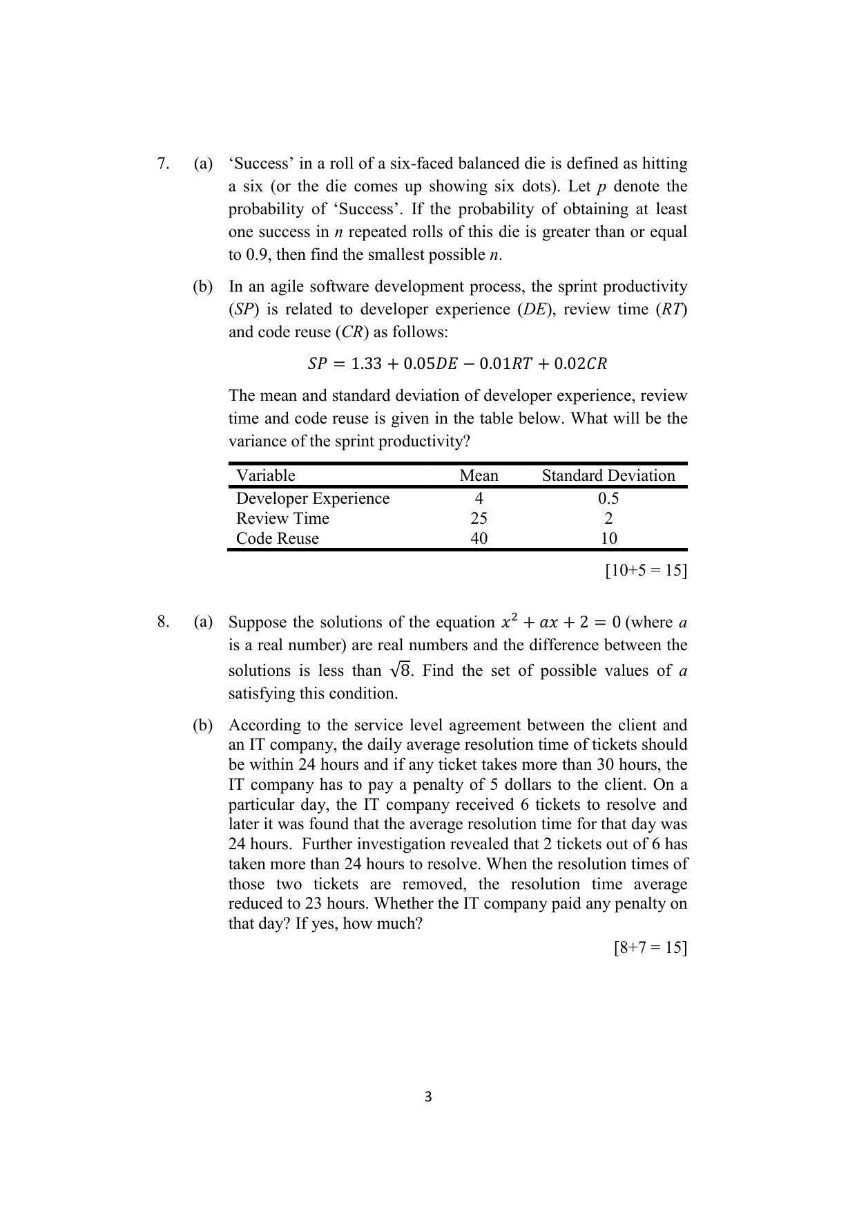 ISI Admission Test M.S.(QMS) QMB 2021 Sample Paper - Page 3