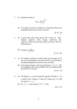 ISI Admission Test M.S.(QMS) QMB 2021 Sample Paper