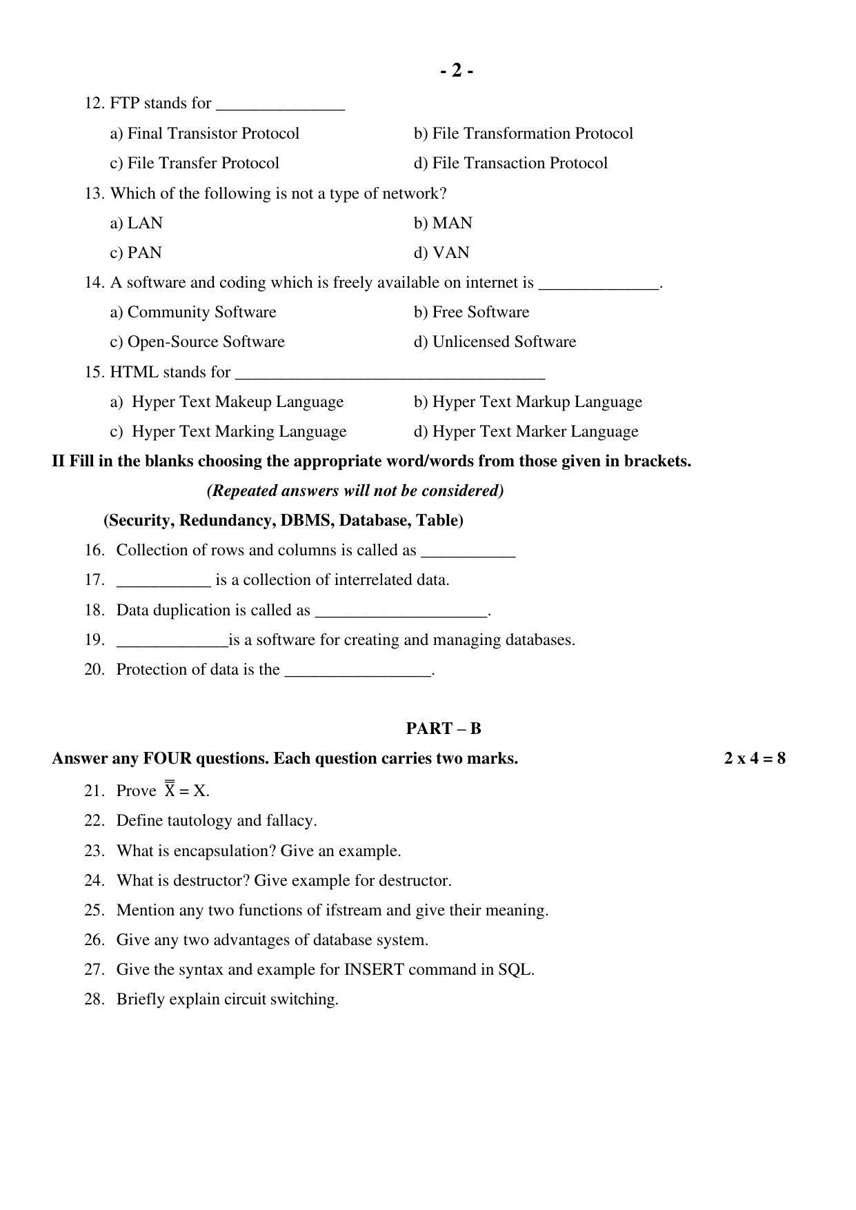 Karnataka II PUC Computer Science Model Question Paper 2023 - Page 3