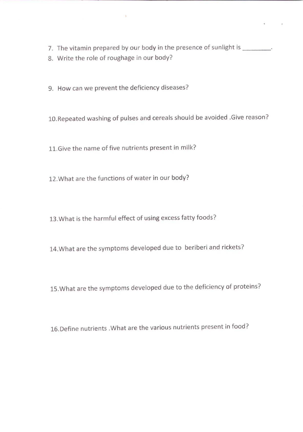 CBSE Worksheets for Class 6 Science Food Assignment - Page 2