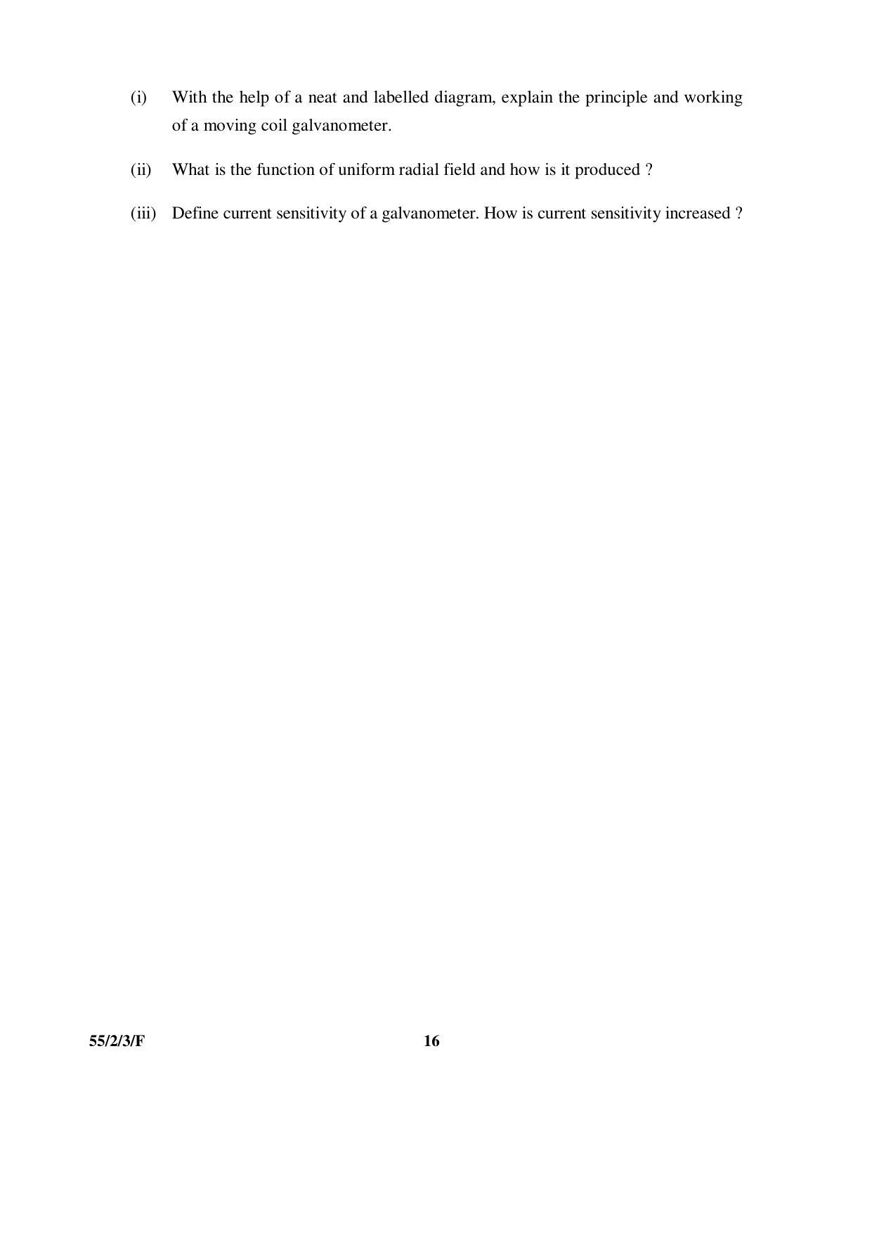 CBSE Class 12 55-2-3-F _Physics_SET-3 2016 Question Paper - Page 16