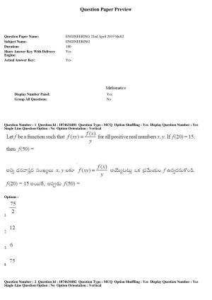 TS EAMCET 2019 Engineering Question Paper with Key (22 April 2019 Afternoon)