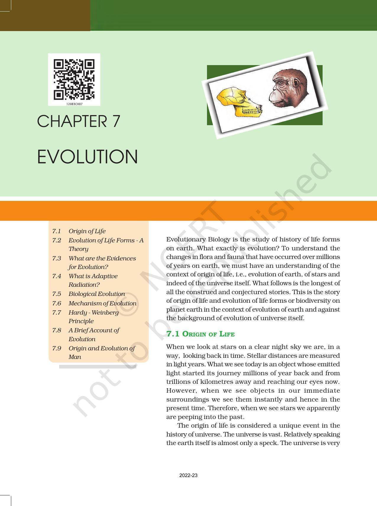 NCERT Book for Class 12 Biology Chapter 7 Evolution - Page 1