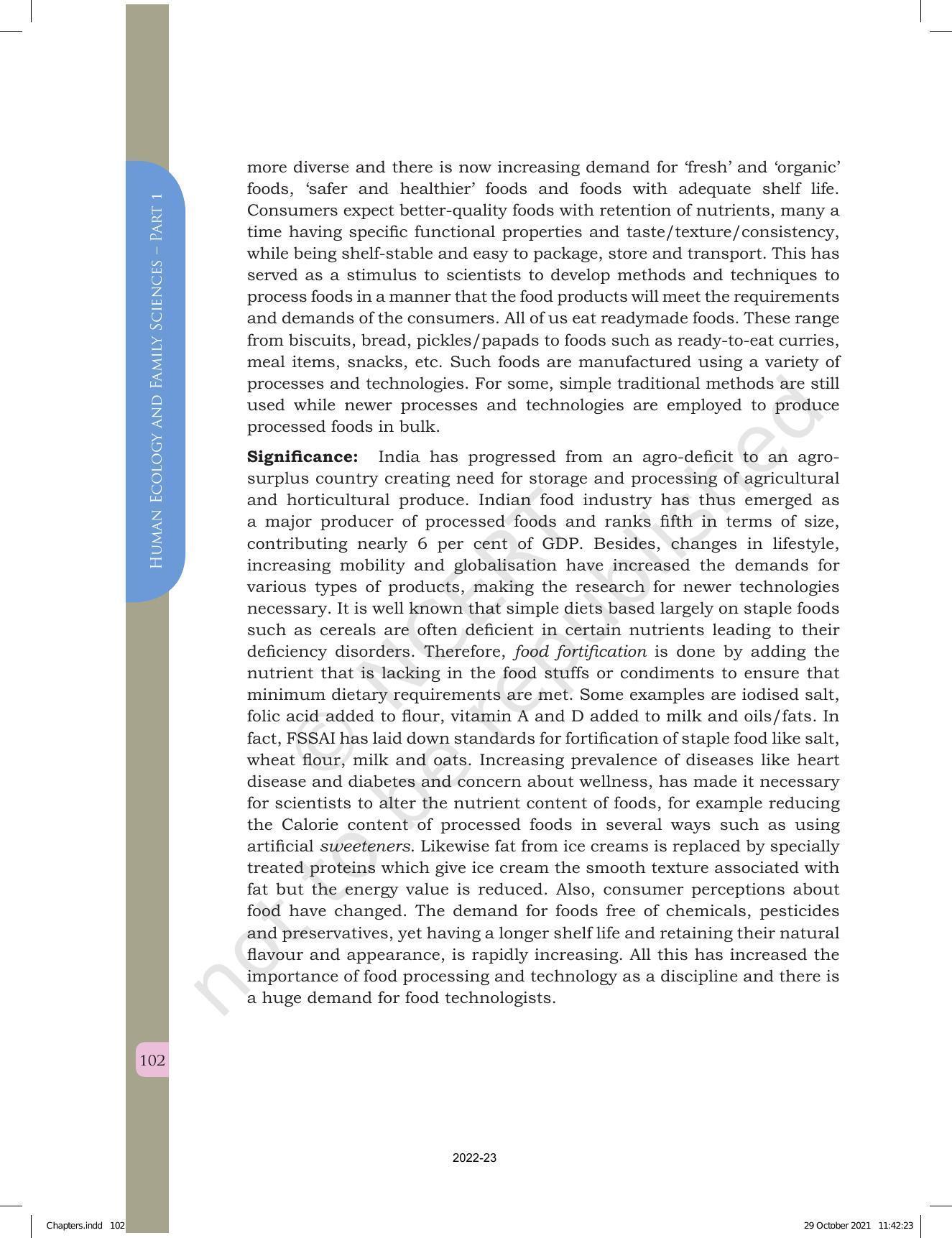 NCERT Book for Class 12 Home Science (Part -I) Chapter 5 Food Processing and Technology - Page 2