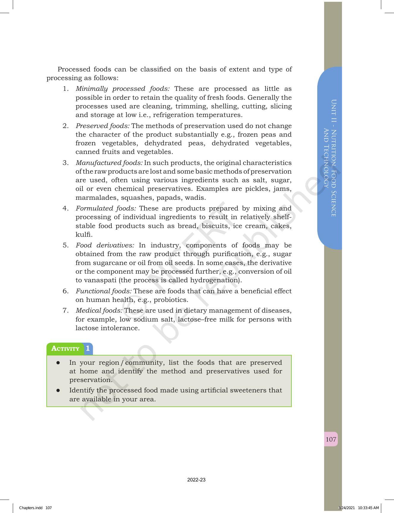 NCERT Book for Class 12 Home Science (Part -I) Chapter 5 Food Processing and Technology - Page 7