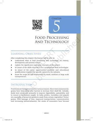 NCERT Book for Class 12 Home Science (Part -I) Chapter 5 Food Processing and Technology