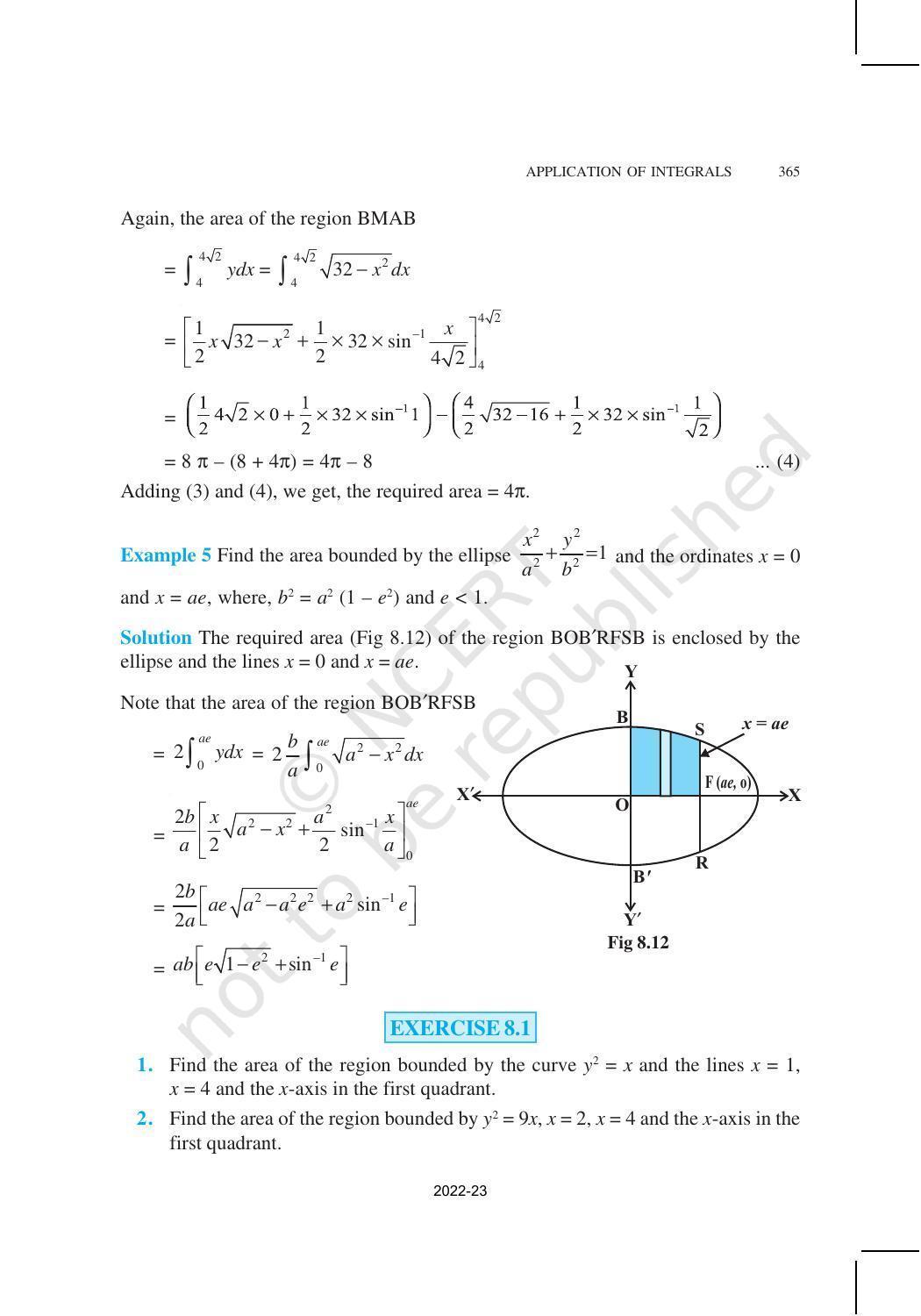 NCERT Book for Class 12 Maths Chapter 8 Application of Integrals - Page 7