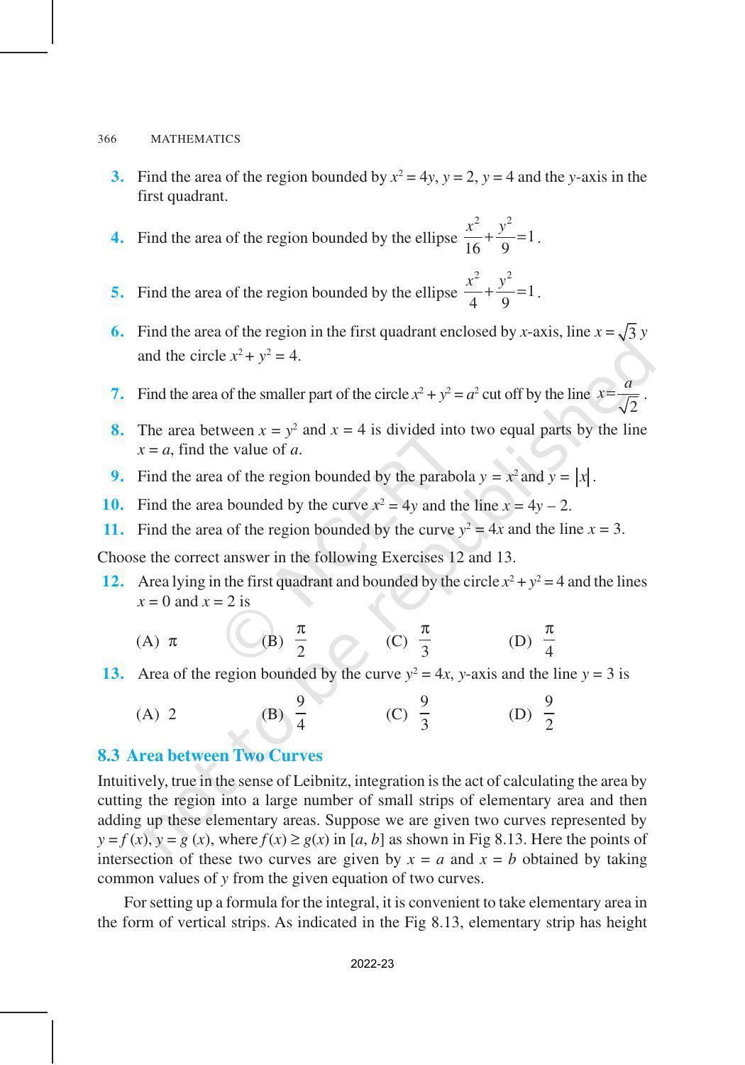 NCERT Book for Class 12 Maths Chapter 8 Application of Integrals - Page 8