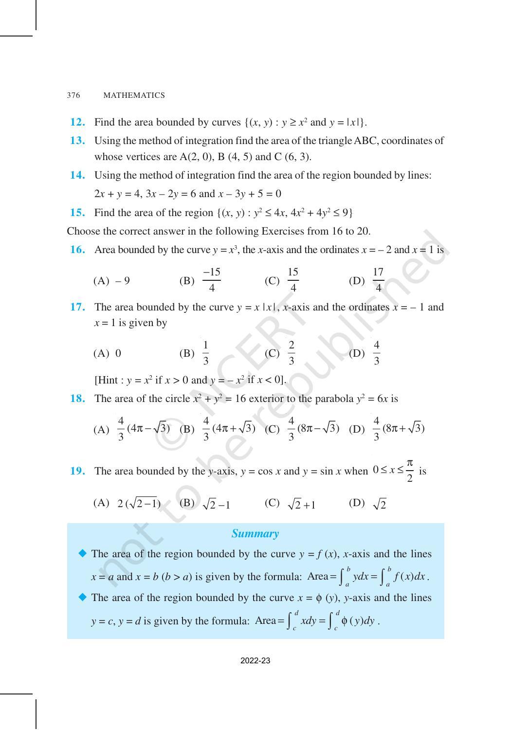 NCERT Book for Class 12 Maths Chapter 8 Application of Integrals - Page 18