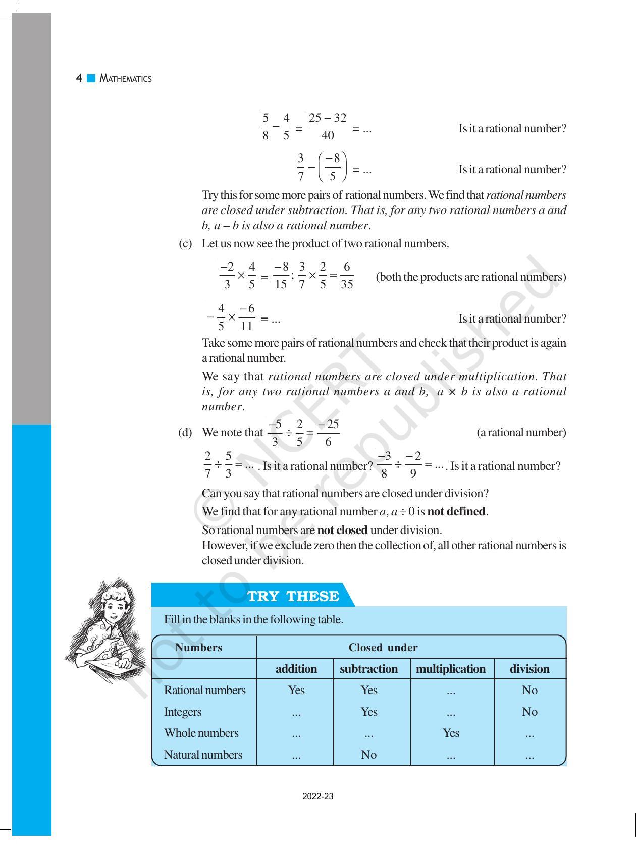 NCERT Book for Class 8 Maths Chapter 1 Rational Numbers - Page 4