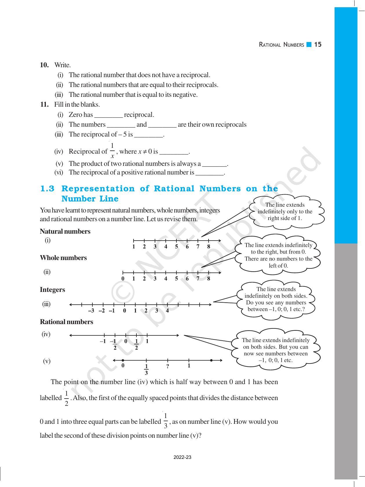 NCERT Book for Class 8 Maths Chapter 1 Rational Numbers - Page 15