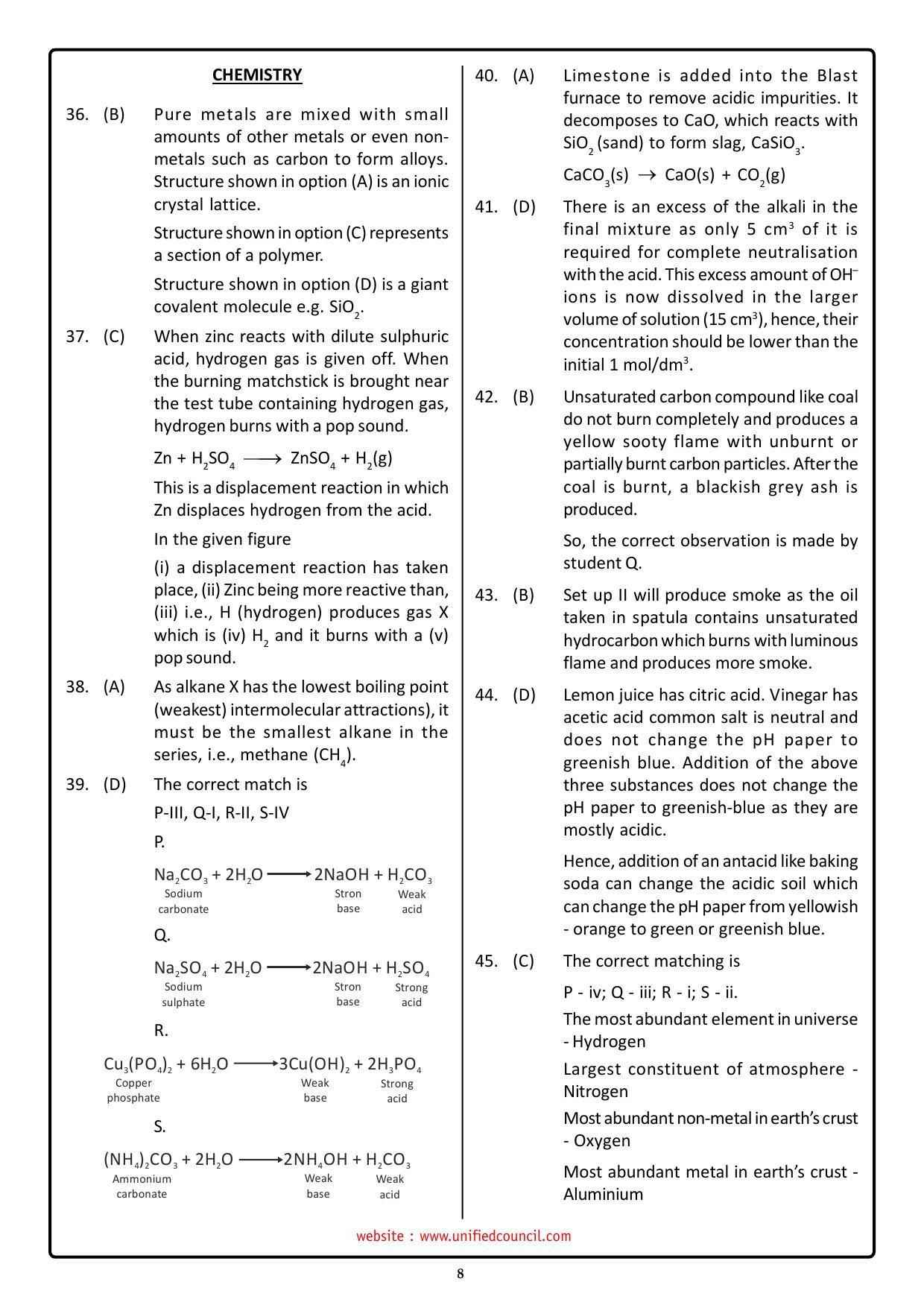 NSTSE 2023 Class 10 Answer Key (Paper Code 489) - Page 8