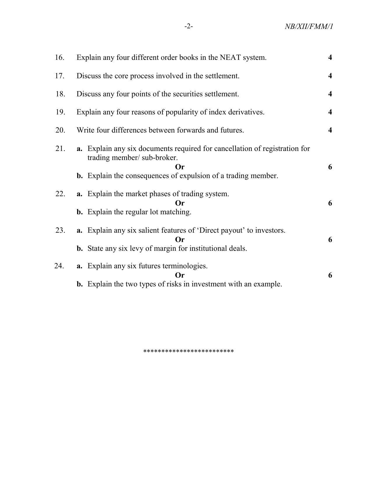 Nagaland Board Class 12 Financial Market Management 2021 Question Paper - Page 2