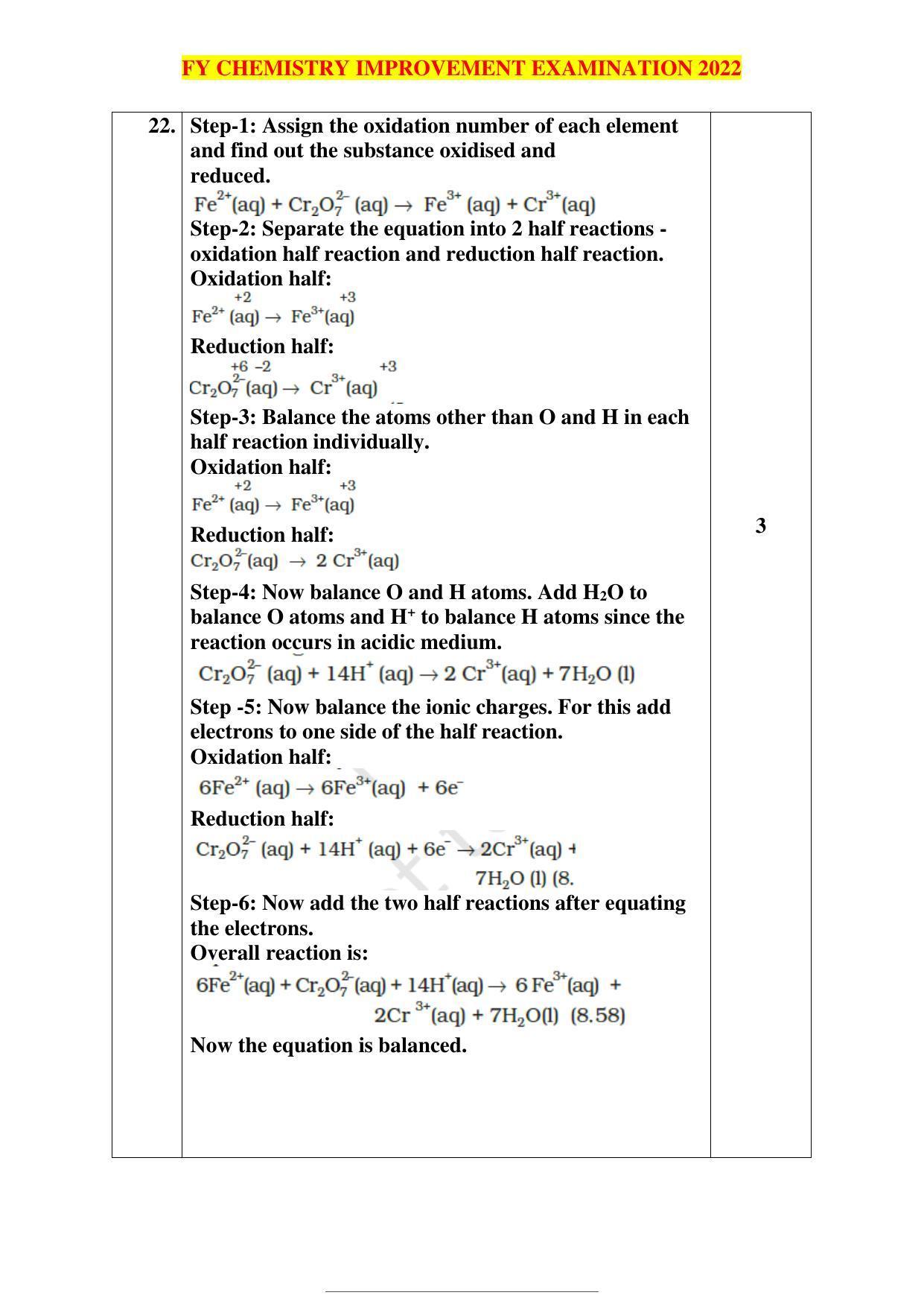 Kerala Plus One 2022 Chemistry Improvement Answer Key - Page 7
