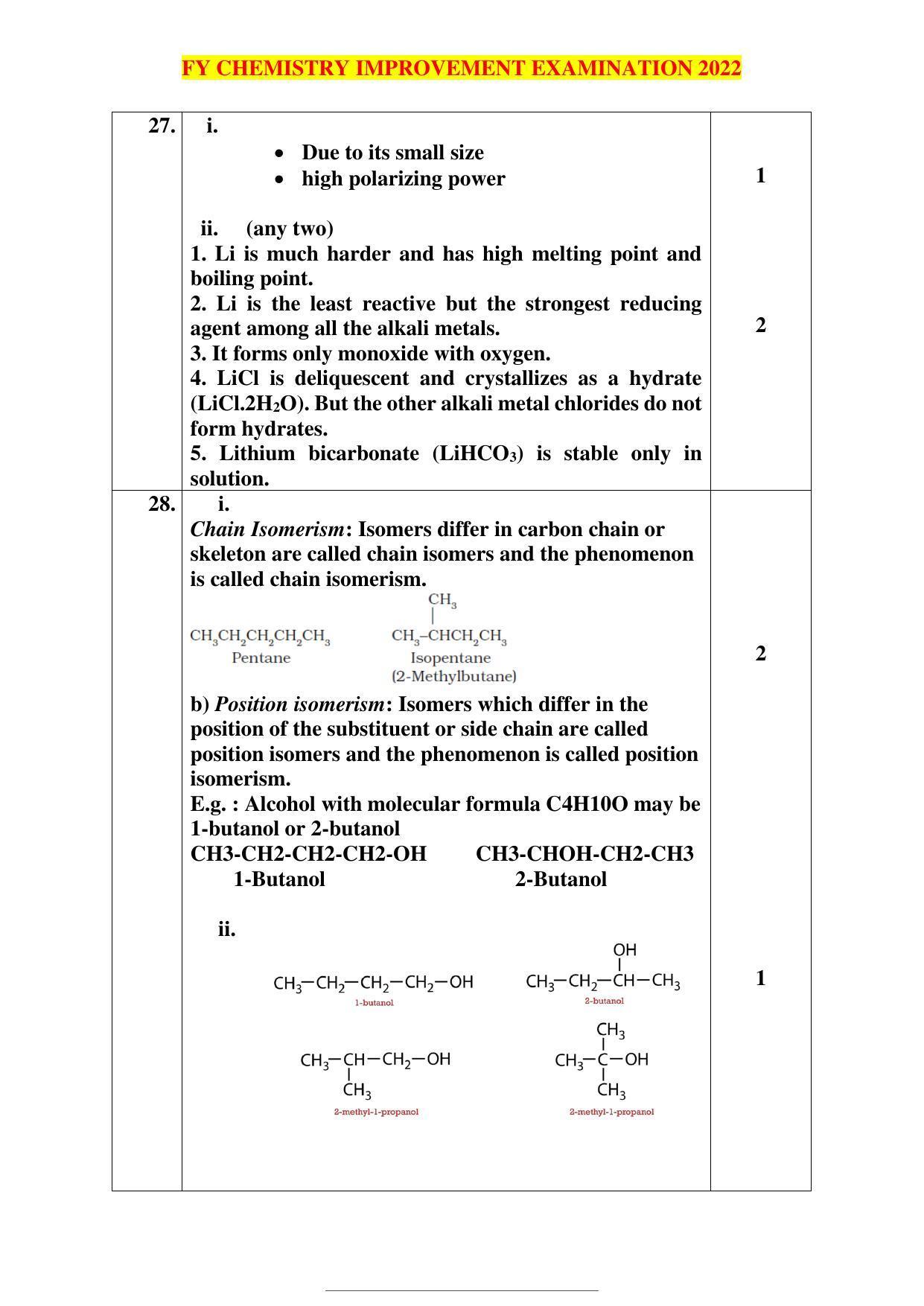 Kerala Plus One 2022 Chemistry Improvement Answer Key - Page 9