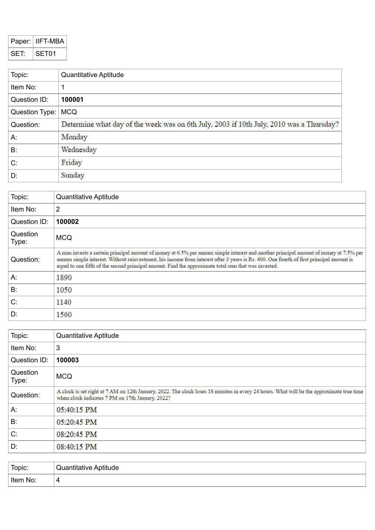 IIFT 2023 Question Paper - Page 1