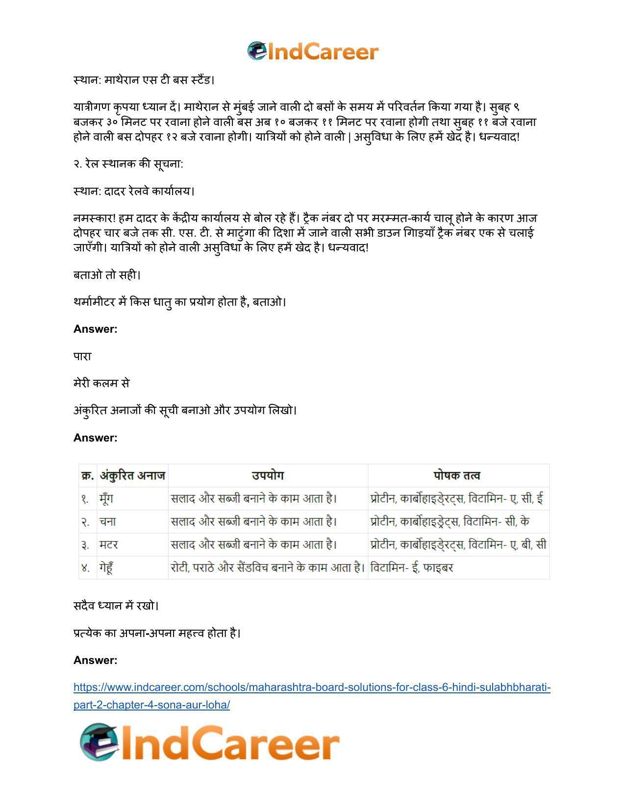Maharashtra Board Solutions for Class 6- Hindi Sulabhbharati (Part 2): Chapter 4- साेना और लोहा - Page 4