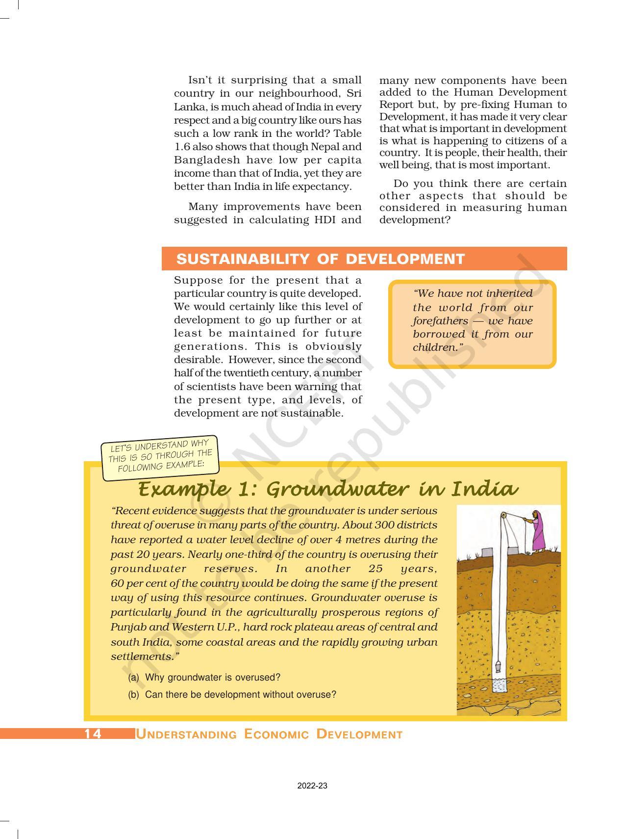 Ncert Book For Class 10 Economics Chapter 1 Development