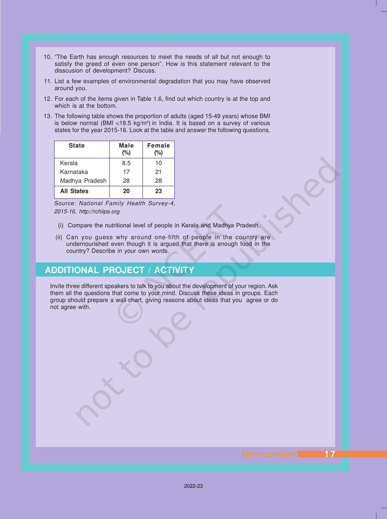 NCERT Book for Class 10 Economics Chapter 1 Development - Page 16