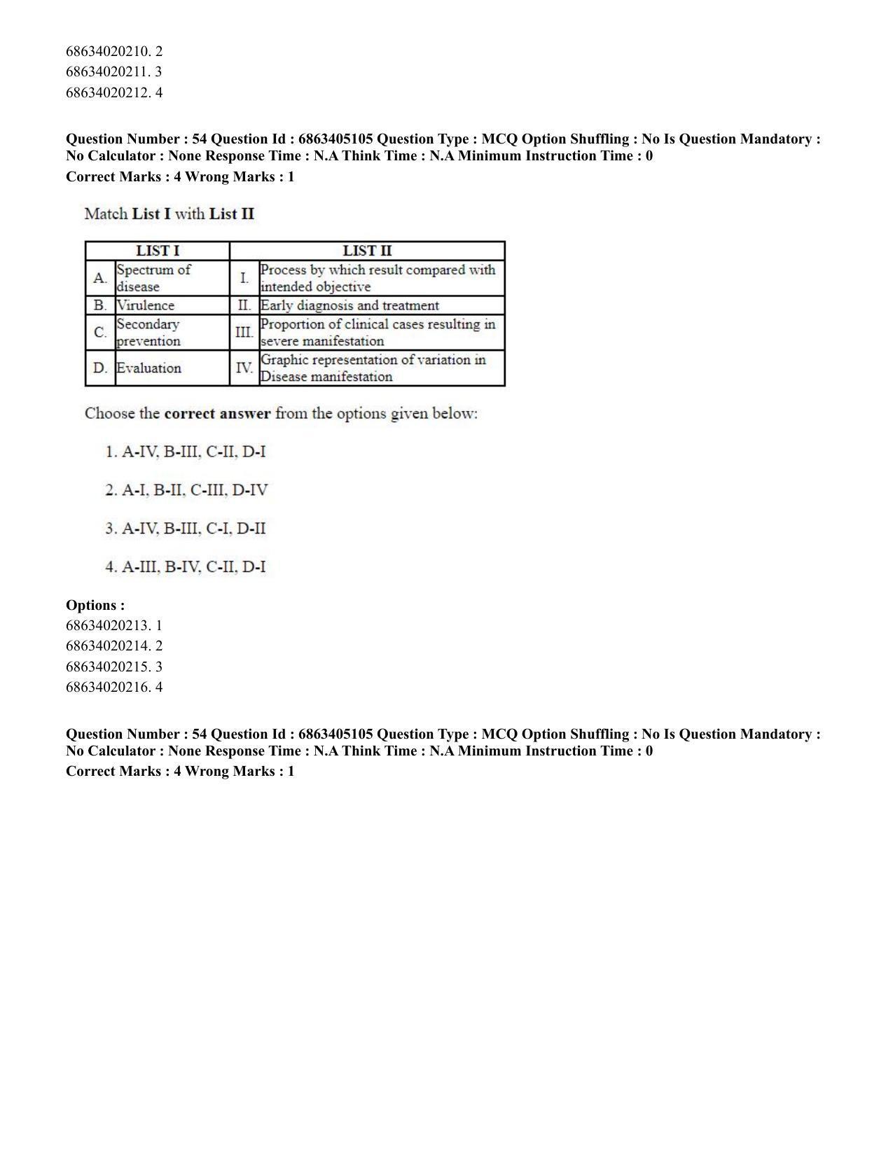 CUET PG 2023: COQP19 – Public Health (Hindi) - Shift 1 (5-06-2023) Question Paper - Page 54