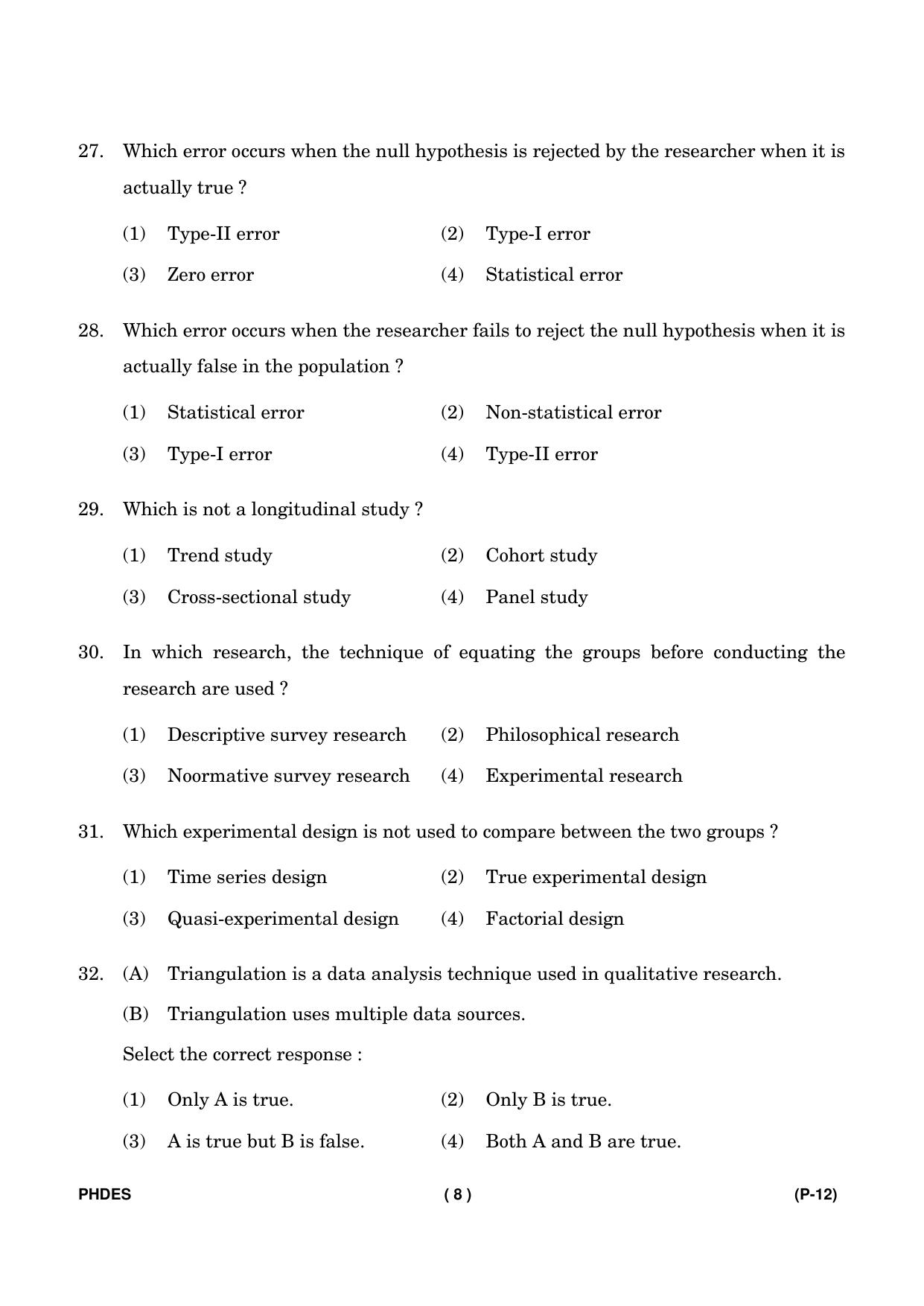 IGNOU PhD Entrance Test Ph. D. (Education) Entrance Test, July, 2023 Question Paper - Page 9