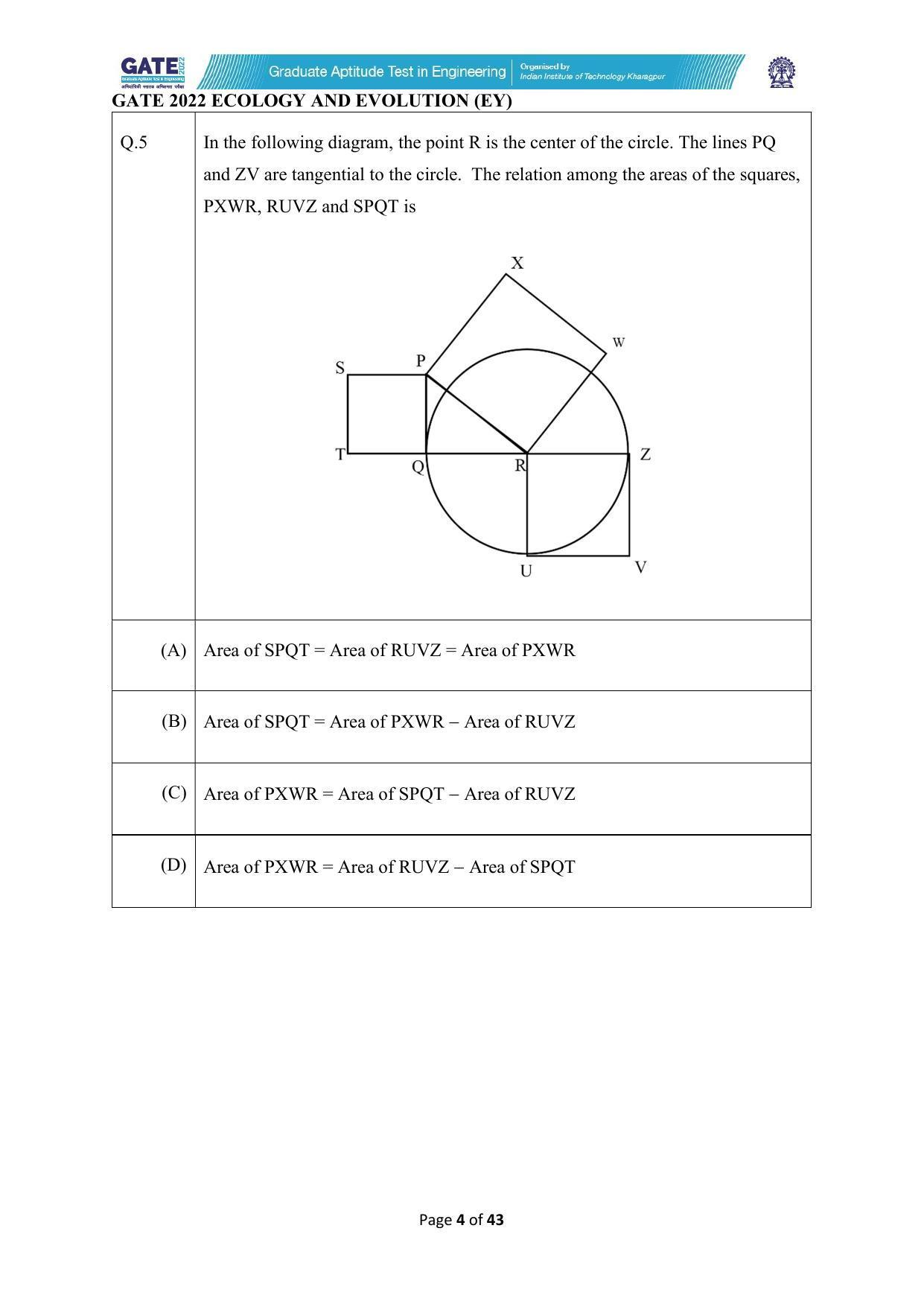 GATE 2022 Ecology and Evolution (EY) Question Paper - Page 4
