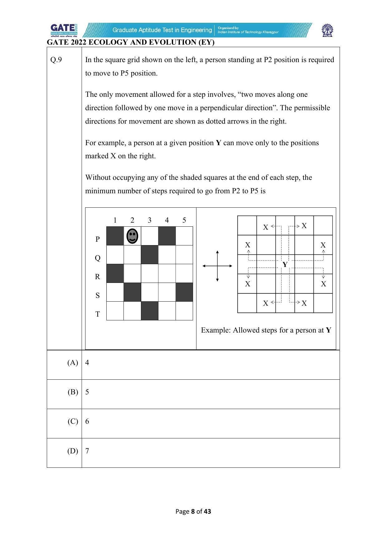 GATE 2022 Ecology and Evolution (EY) Question Paper - Page 8