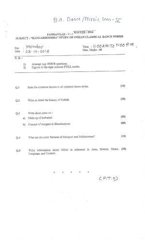 Bharati Vidyapeeth B.A. DANCE (SEM – V) Winter- 2016 Question Paper