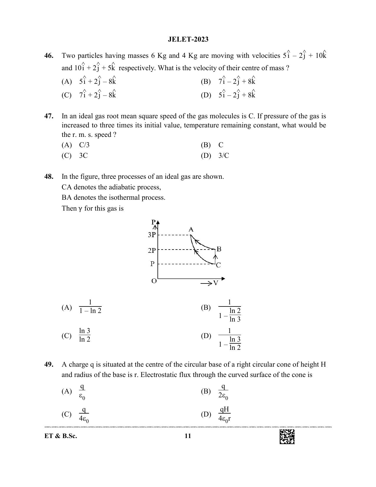 WBJEE JELET 2023 Paper I (ET & BSC) Question Papers - Page 11