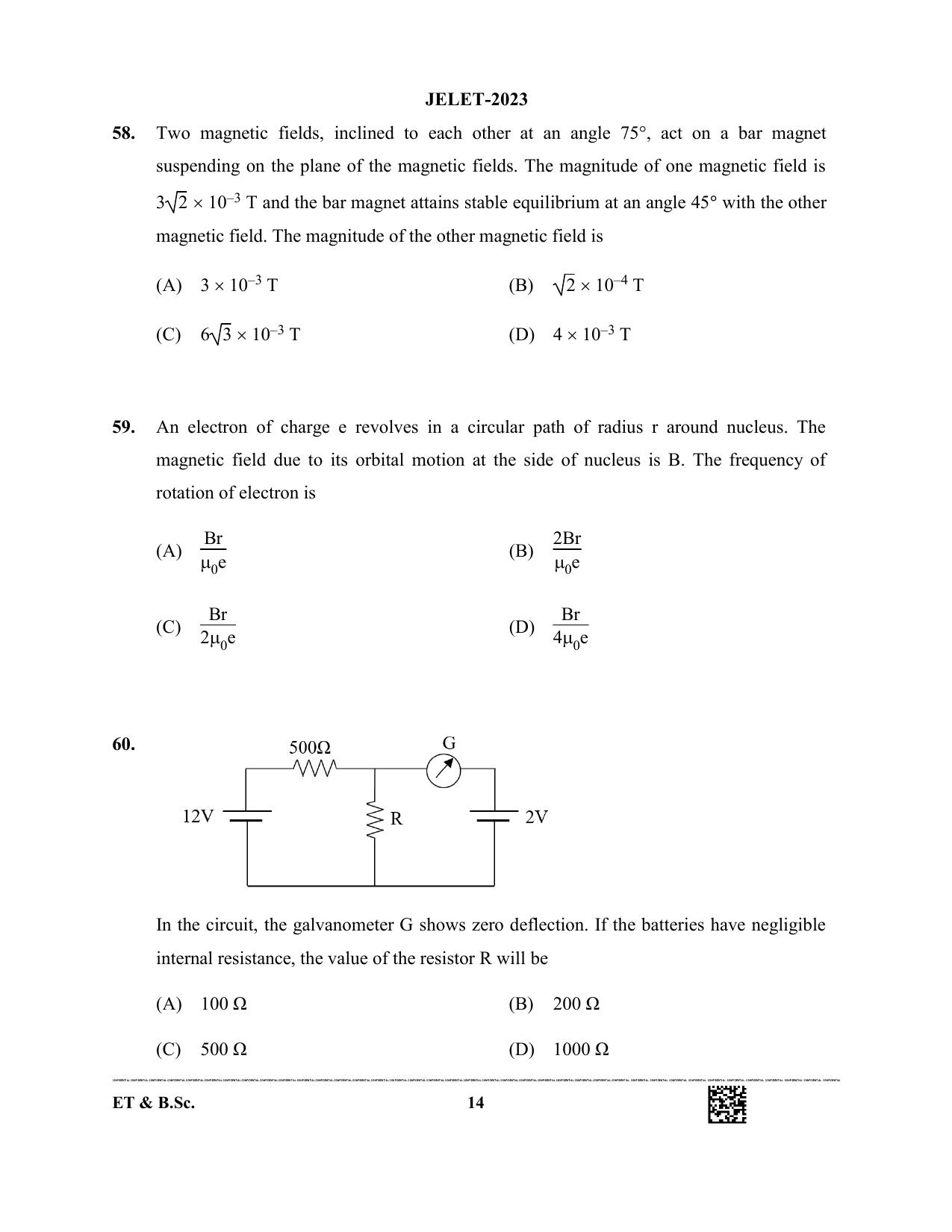 WBJEE JELET 2023 Paper I (ET & BSC) Question Papers - Page 14