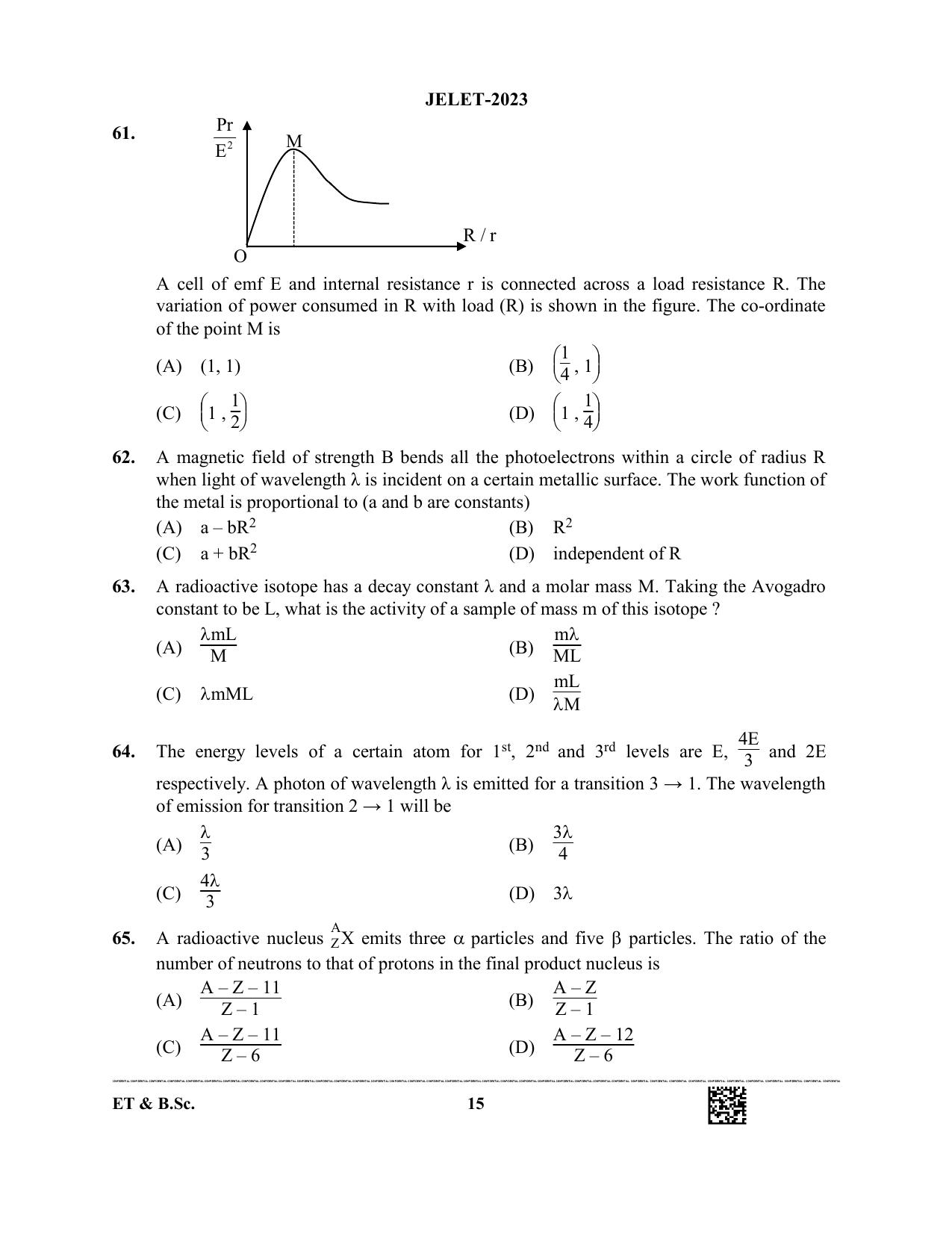 WBJEE JELET 2023 Paper I (ET & BSC) Question Papers - Page 15