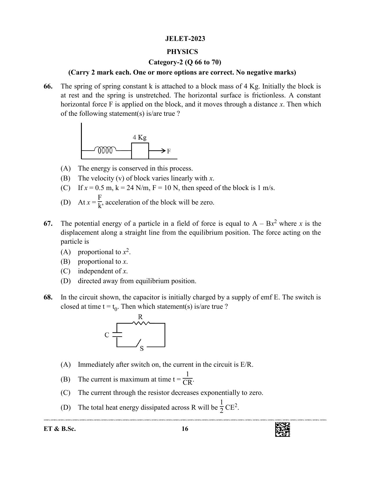 WBJEE JELET 2023 Paper I (ET & BSC) Question Papers - Page 16