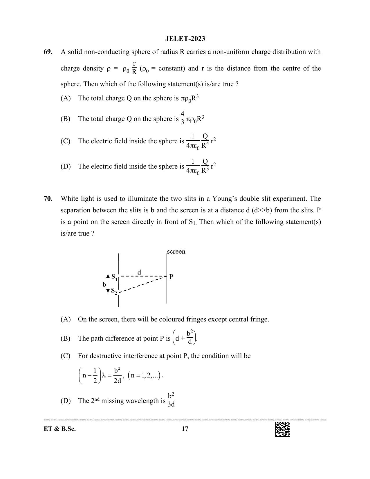 WBJEE JELET 2023 Paper I (ET & BSC) Question Papers - Page 17