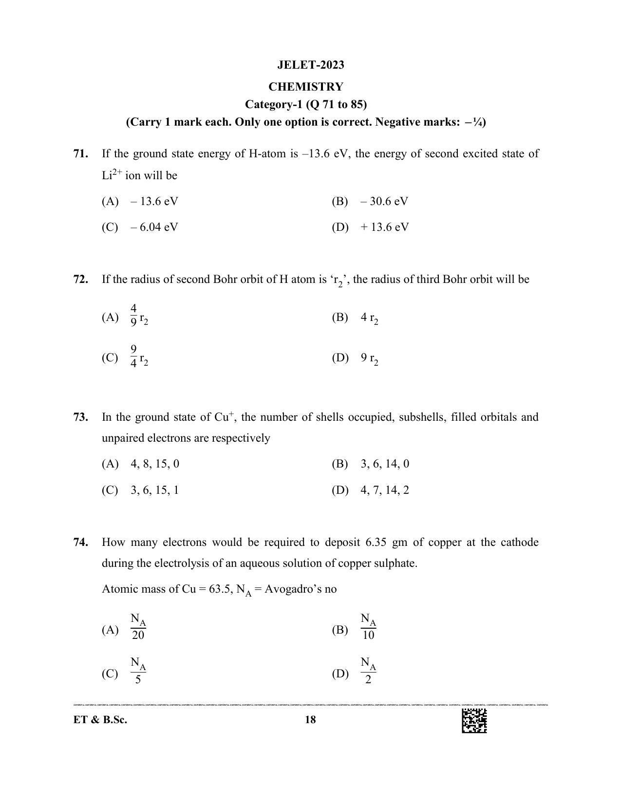 WBJEE JELET 2023 Paper I (ET & BSC) Question Papers - Page 18
