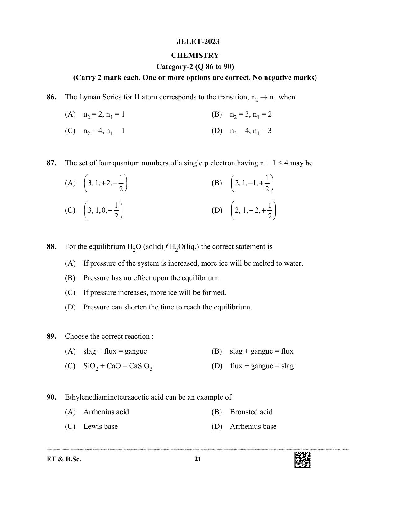 WBJEE JELET 2023 Paper I (ET & BSC) Question Papers - Page 21