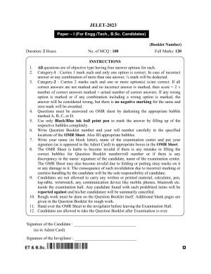 WBJEE JELET 2023 Paper I (ET & BSC) Question Papers