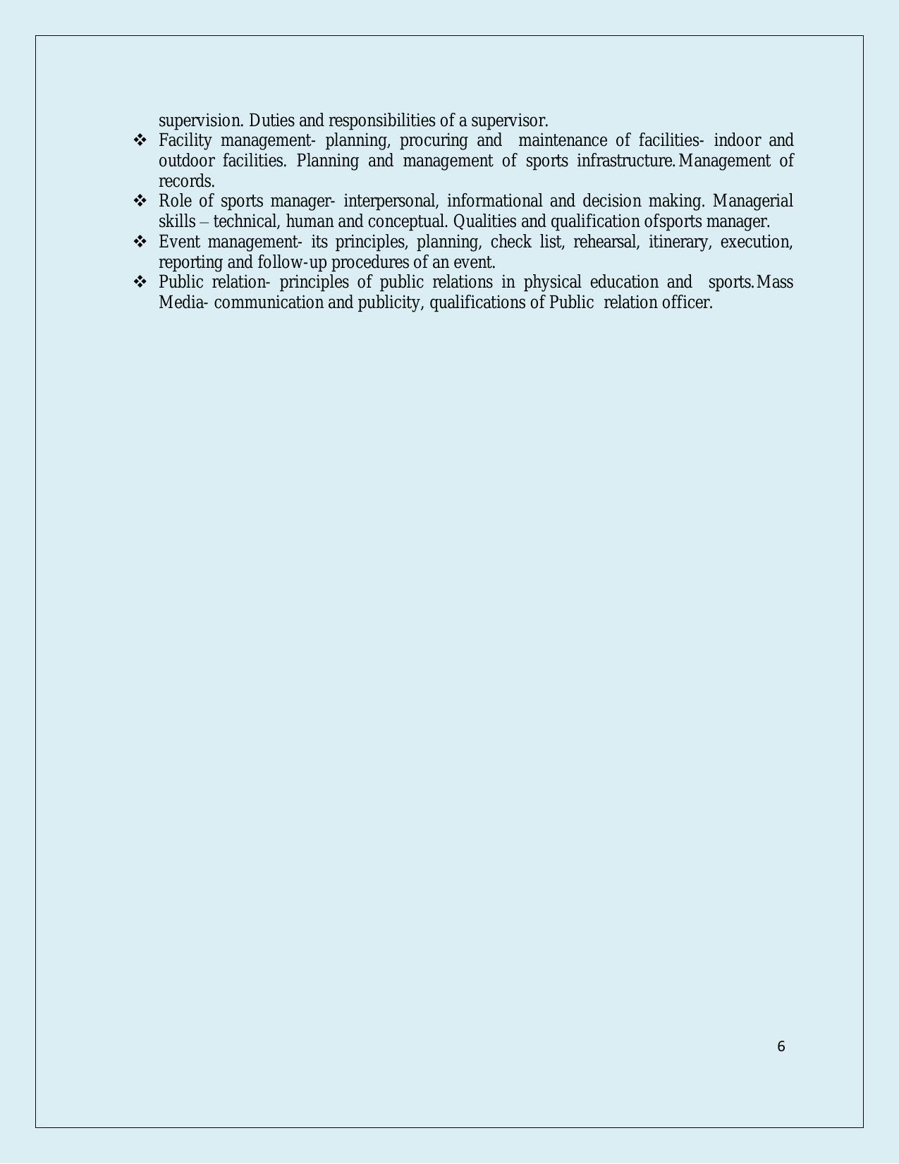 NTA PhD Entrance Exam Physical Education & Sport Science Syllabus - Page 6