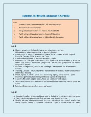 NTA PhD Entrance Exam Physical Education & Sport Science Syllabus