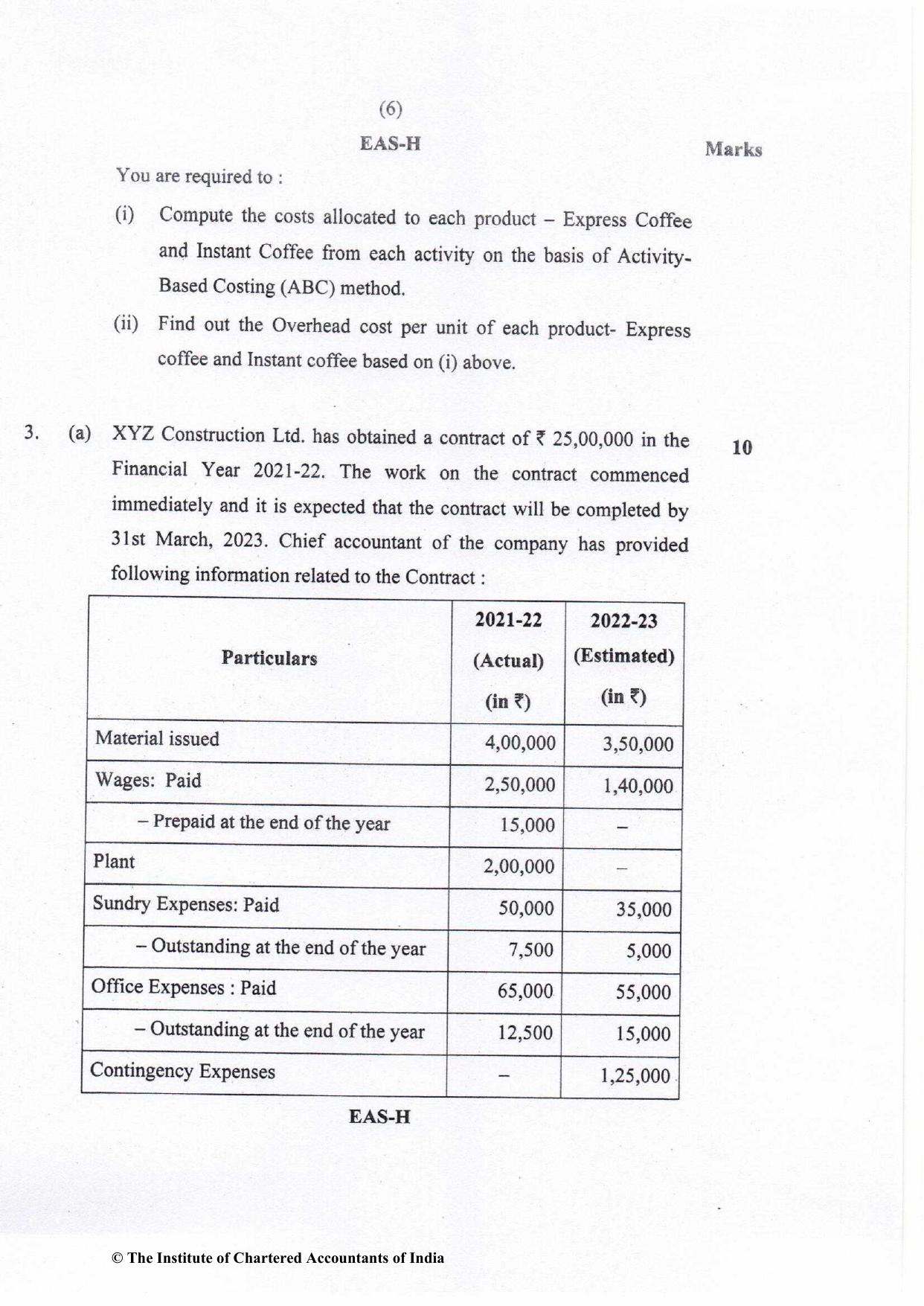 CA Inter Nov 2022 Question Paper - Paper 3 – Cost and Management Accounting - Page 6