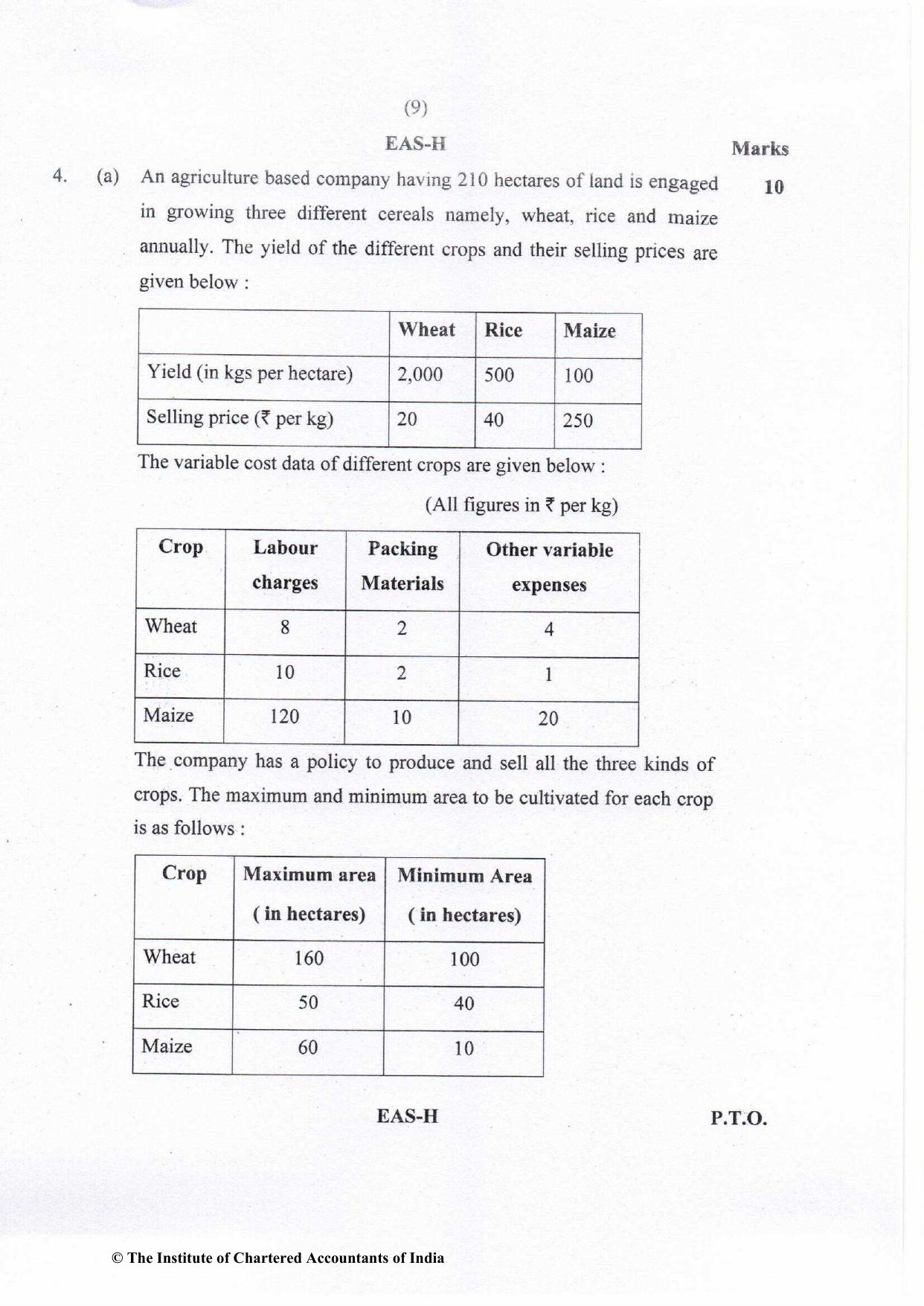 CA Inter Nov 2022 Question Paper - Paper 3 – Cost and Management Accounting - Page 9