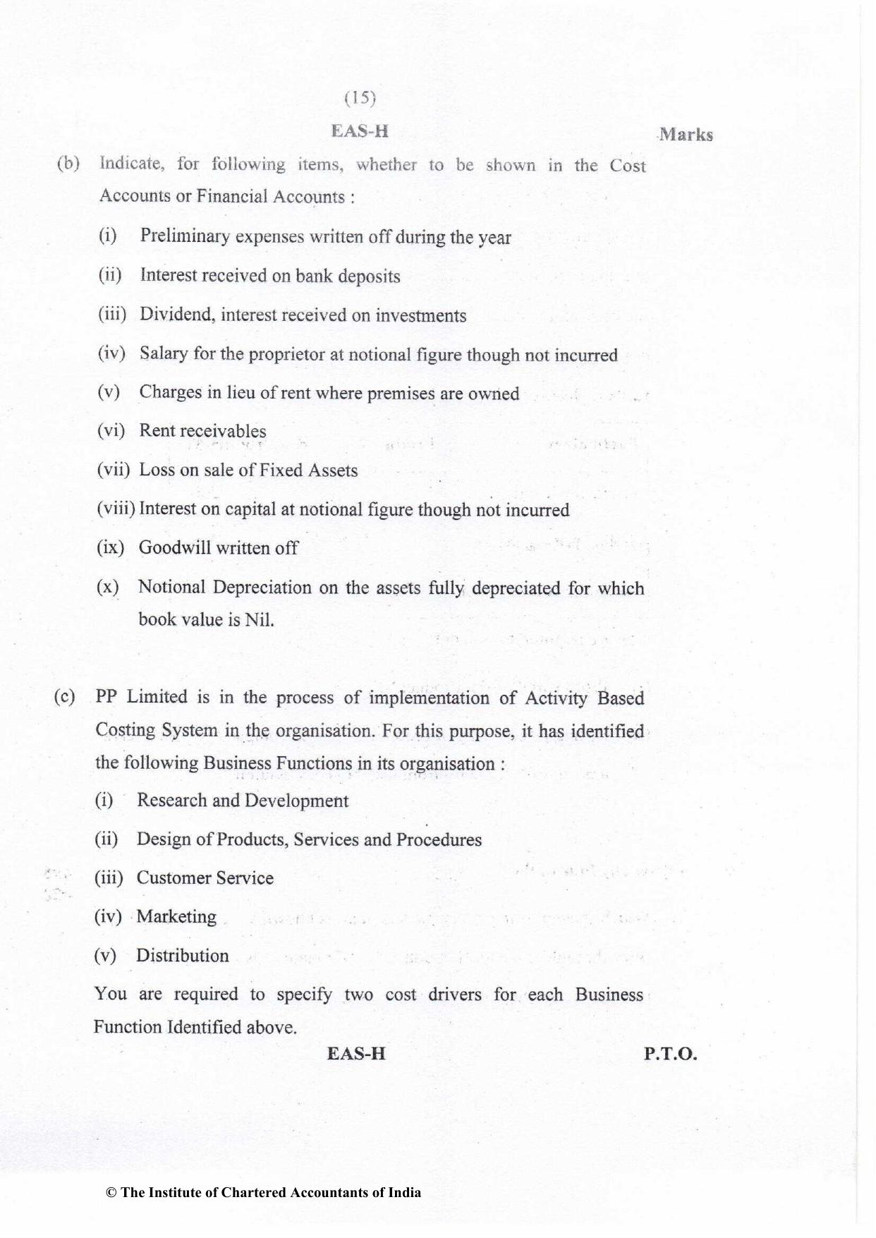 CA Inter Nov 2022 Question Paper - Paper 3 – Cost and Management Accounting - Page 15