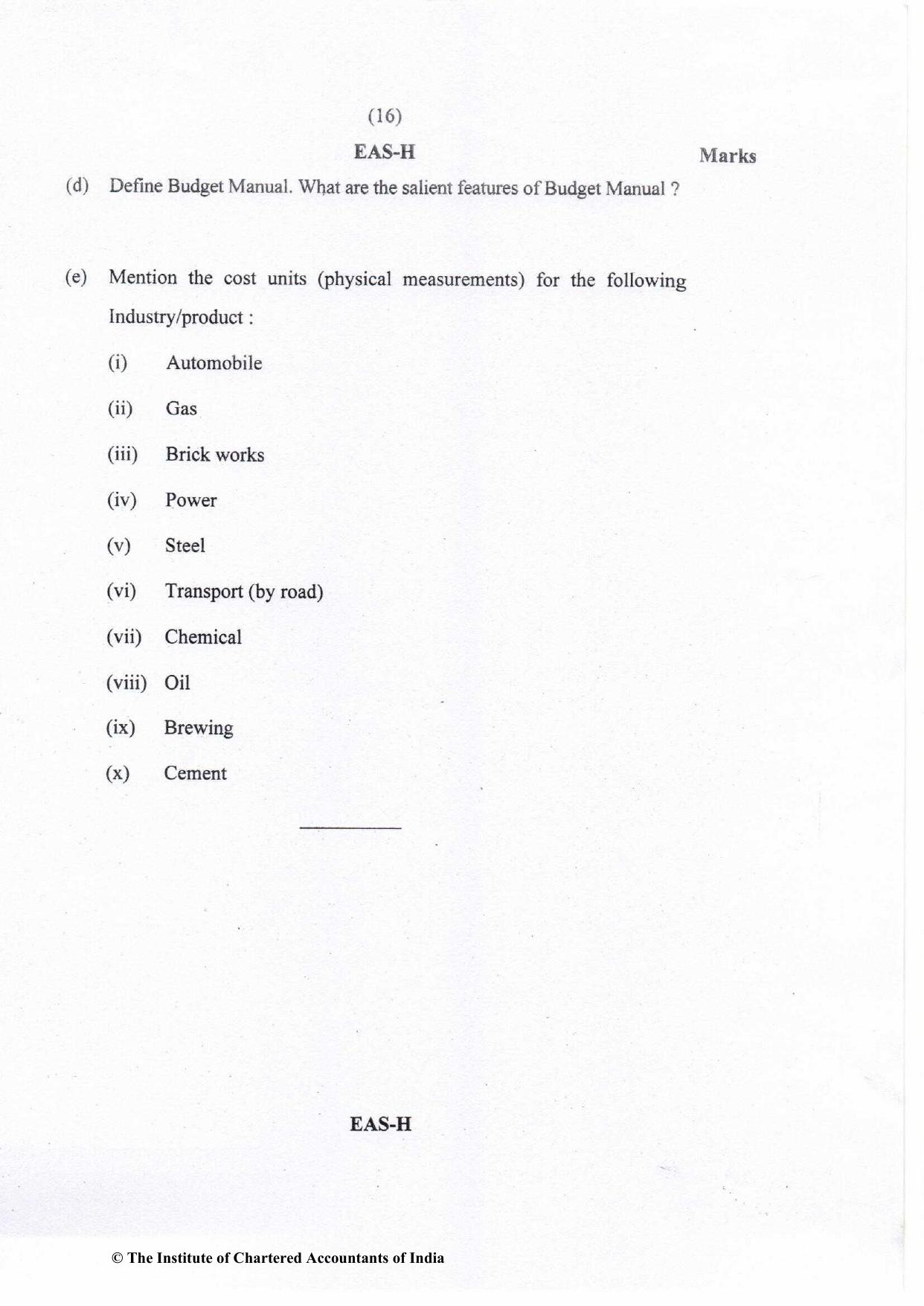 CA Inter Nov 2022 Question Paper - Paper 3 – Cost and Management Accounting - Page 16