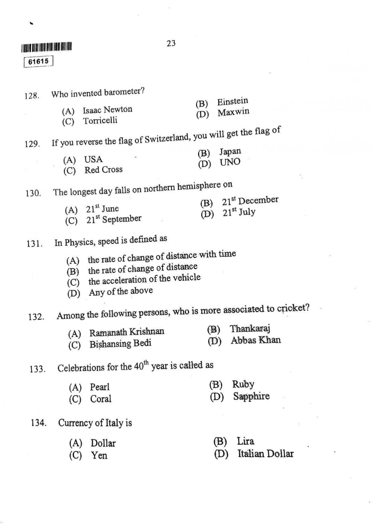CUSAT CAT 2015 MA Applied Economics Question Paper - Page 24