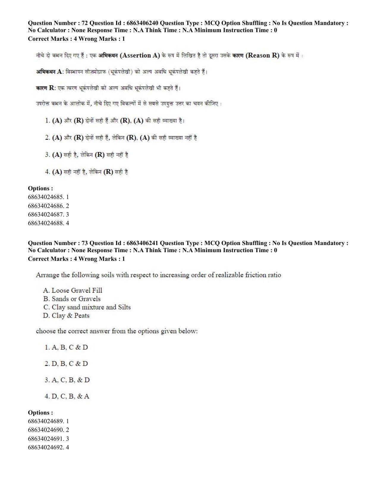CUET PG 2023: MTQP02 – Civil, Structural & Transport Engg. (English) - Shift 3 (05-06-2023) Question Paper - Page 68